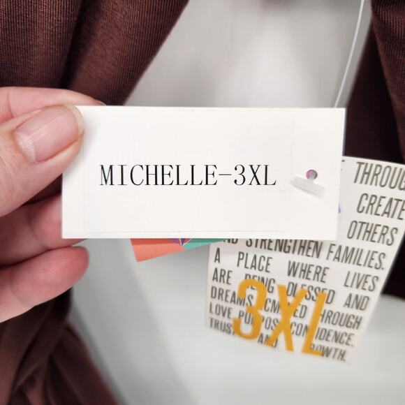 NWT LuLaRoe Chocolate Brown Michelle Wrap Dress Plus Women's 3X - Picture 4 of 7